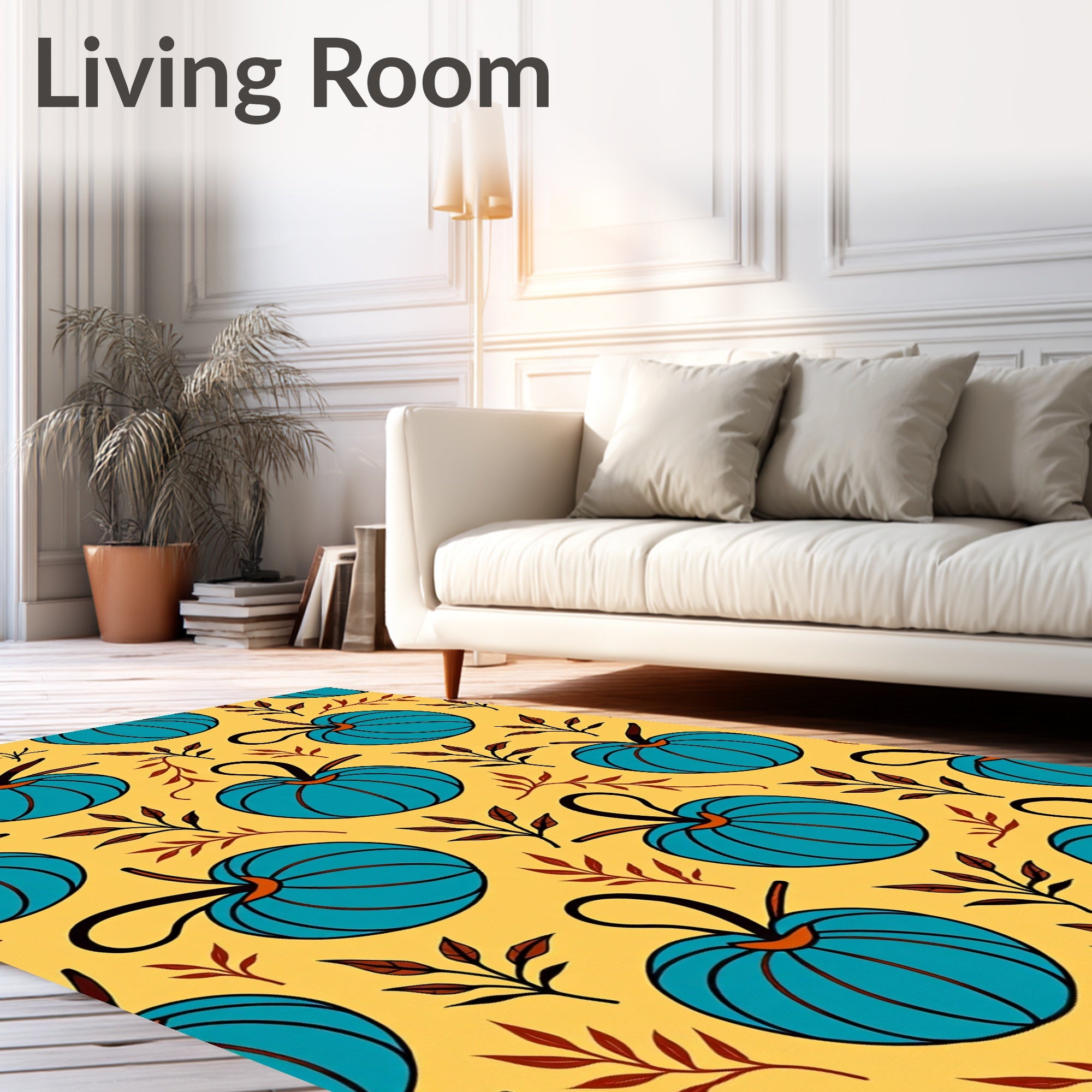 Teal Pumpkin Autumn Foliage Rug