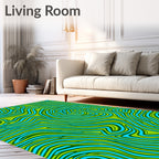 Vibrant Lime Blue Swirl Abstraction Rug
