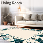 Teal Jester Folk Art Frame Rug