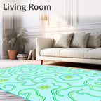 Aqua And Lime Swirl Floral Rug