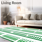 Emerald Green Vertical Stripe Geometric Rug