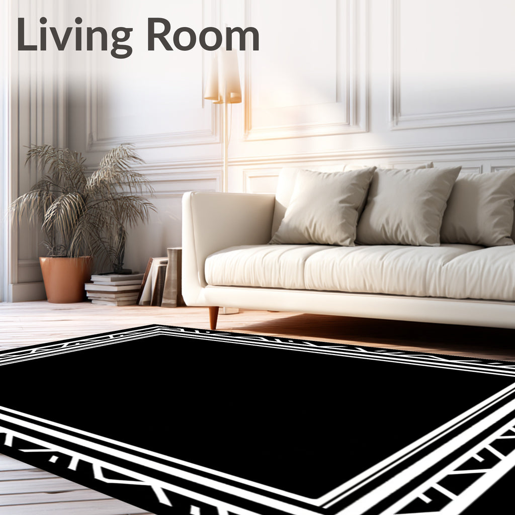 Black and White Geometric Frame Rug