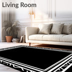 Black and White Geometric Frame Rug