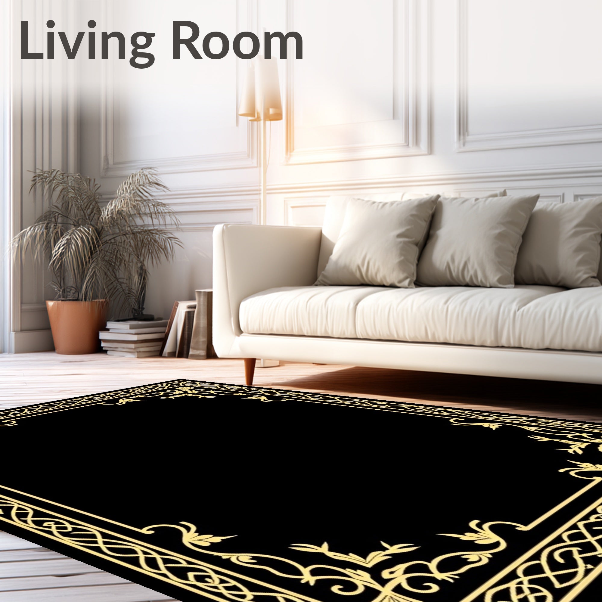 Ornate Gold Celtic Vine Border Rug