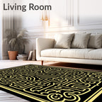 Golden Black Maze Art Nouveau Rug