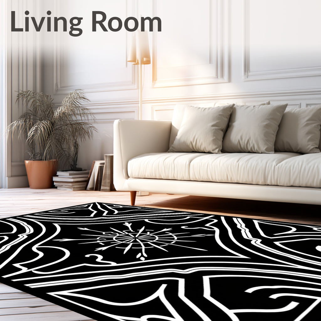 Monochromatic Radiant Starburst Geometric Rug