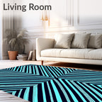 Aqua Blue Chevron Stripes Rug