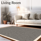 Modern Black White Maze Inlay Rug