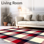 Classic Red Navy Cream Buffalo Checkered Rug