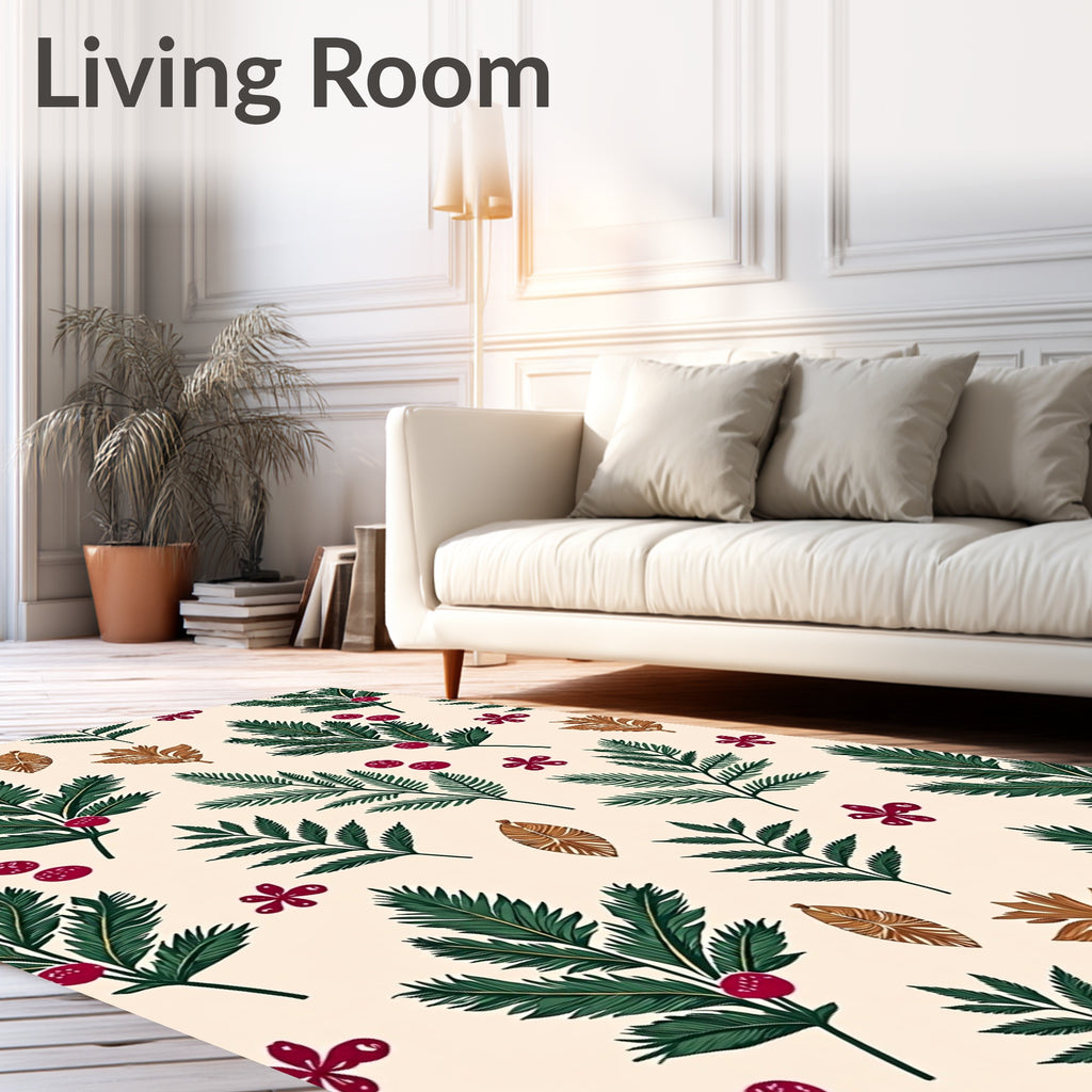 Verdant Fern Coral Berry Collection Rug