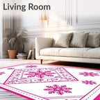 Hot Pink Snowflake Diamond Border Rug