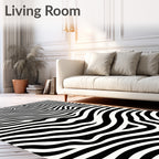 Modern Black White Wave Rug