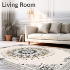 Ornate Floral Gold Mandala Rug