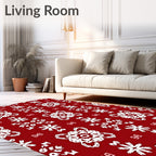 White Snowflake Medallion Crimson Symmetry Rug