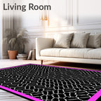 Pink Geometric Overlay Leather Rug
