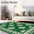 Enchanting Emerald Snowflakes Border Rug
