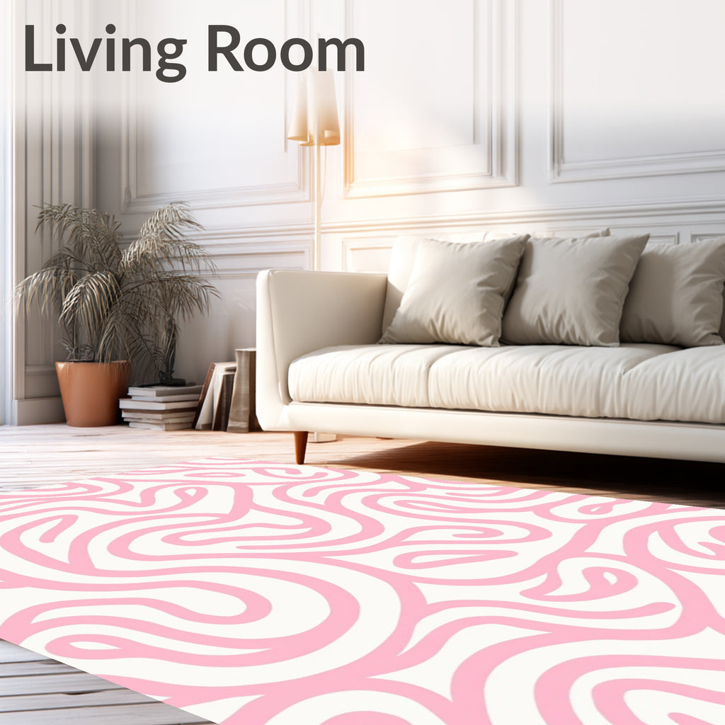 Soft Pink Flowing Swirls Rug