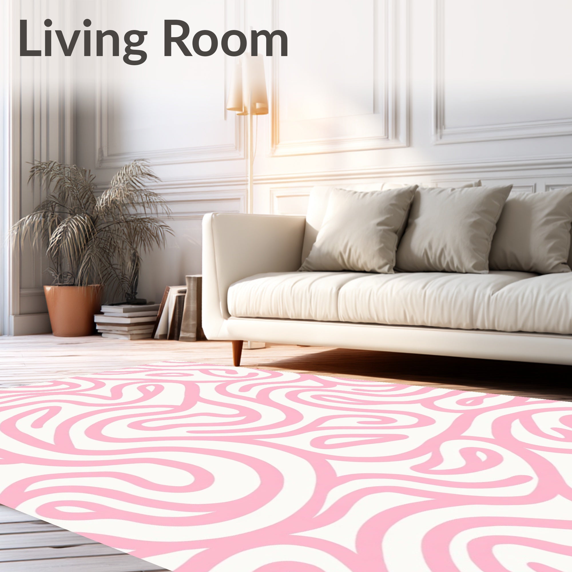 Soft Pink Flowing Swirls Rug