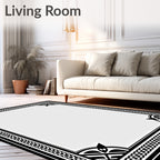 Black White Geometric Celtic Knot Border Rug