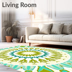 Radiant Teal Green Mandala Sunburst Rug