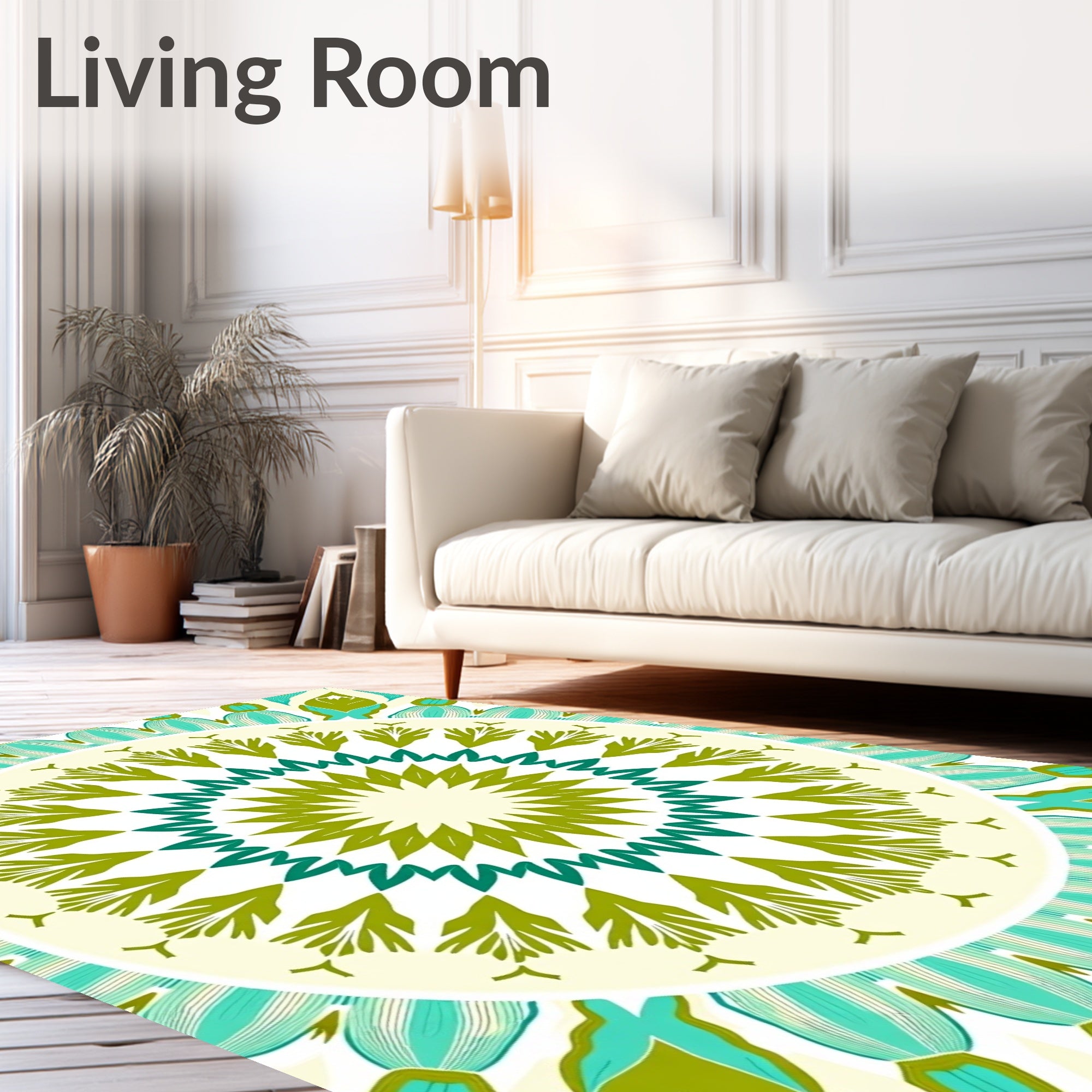 Radiant Teal Green Mandala Sunburst Rug