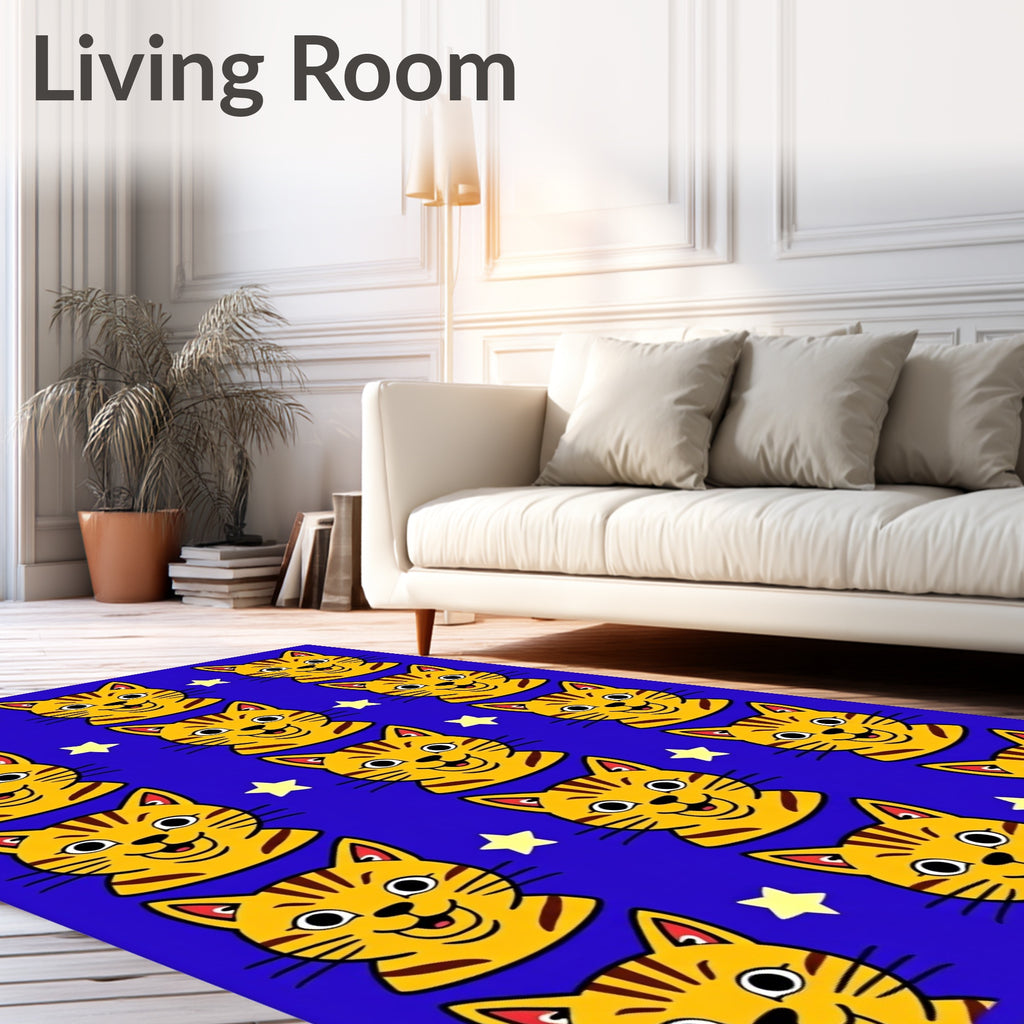 Yellow Kitten Starry Night Rug