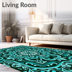 Teal Medallion Floral Swirl Rug