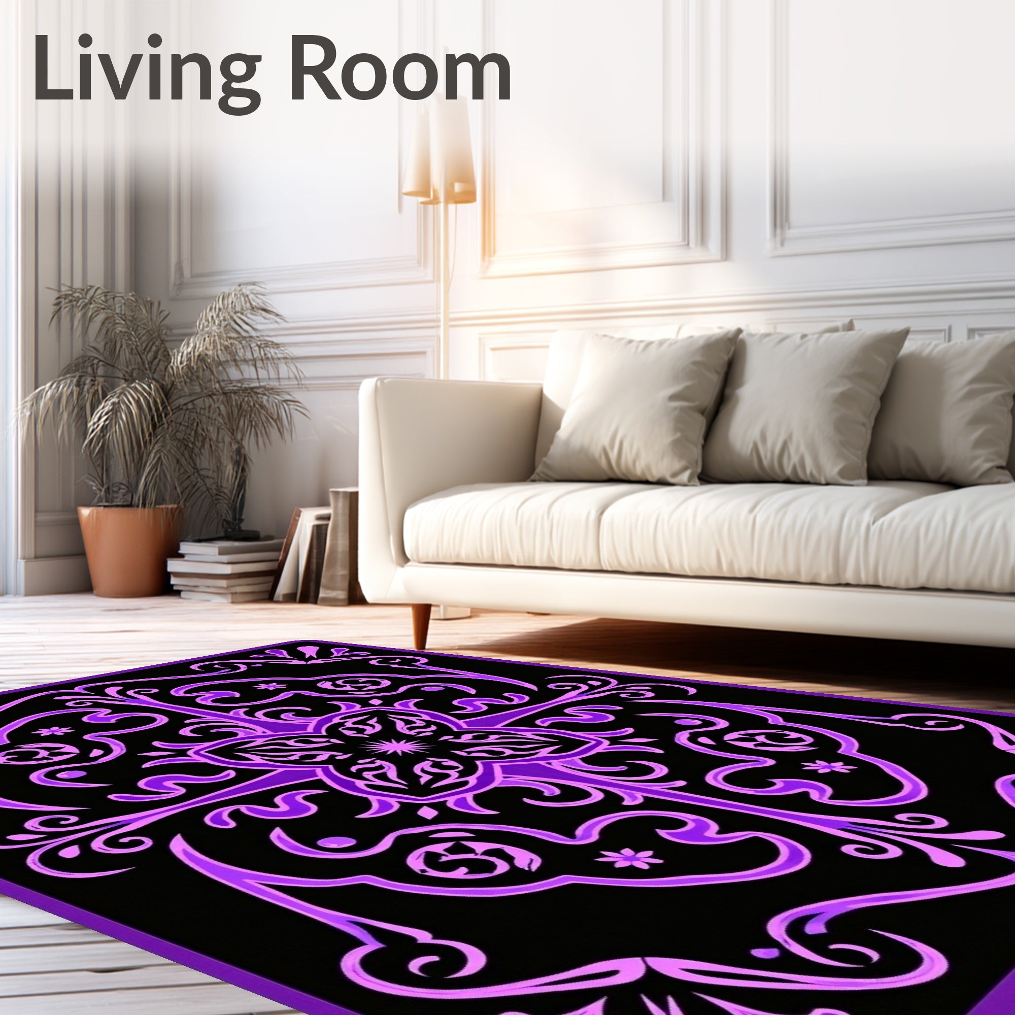 Vibrant Purple Ornamental Symmetry Rug