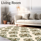 Vintage Brown Floral Damask Repeat Rug