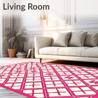 Bright Pink Cream Lattice Star Rug