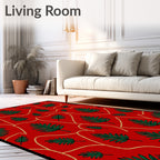 Crimson Fern Leaf Gold Twine Rug