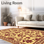 Amber Red Floral Vine Medallion Rug
