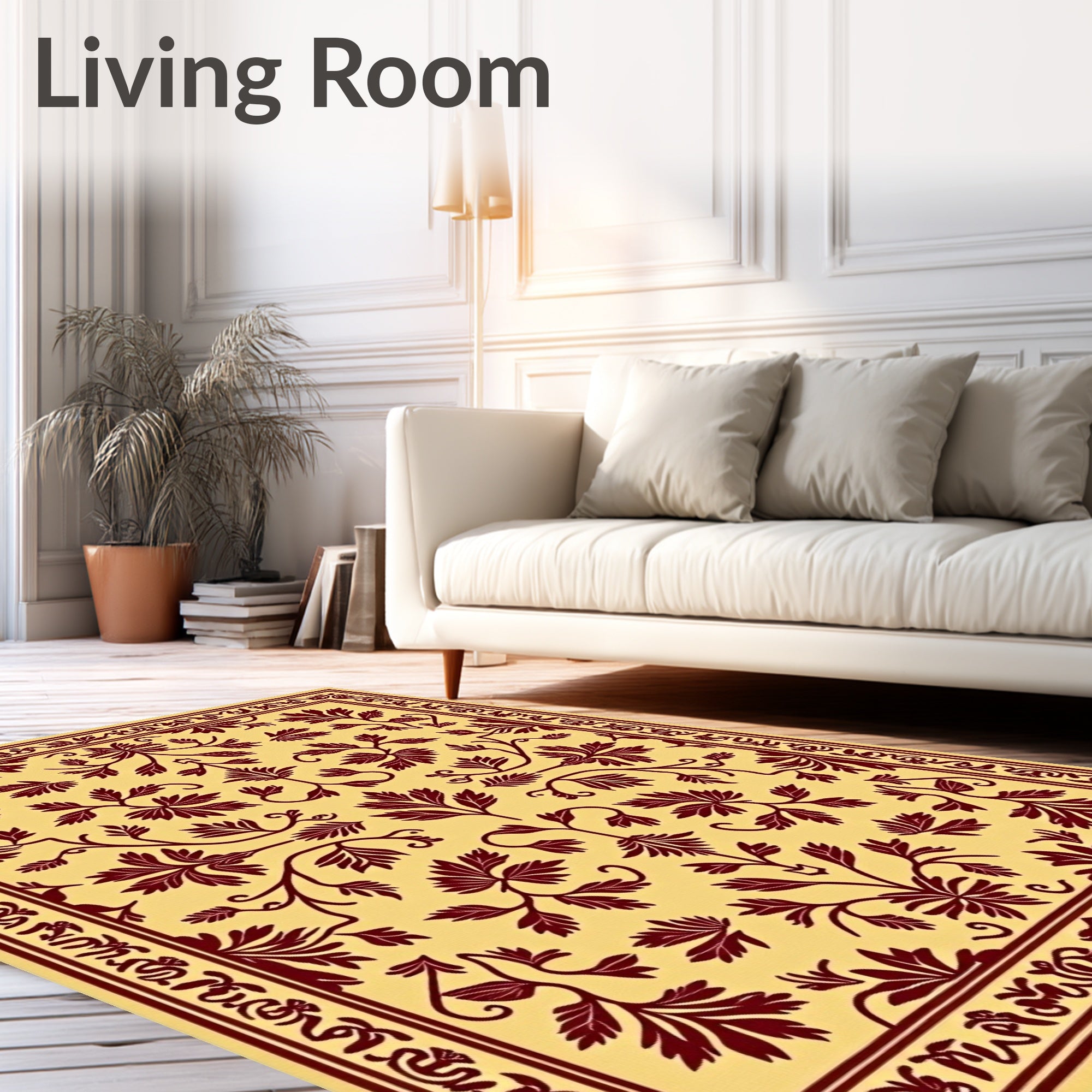 Amber Red Floral Vine Medallion Rug