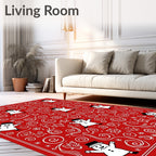 Red Snowman Swirls Christmas Joy Rug