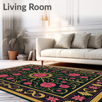 Vintage Pink Floral Sunburst Rug