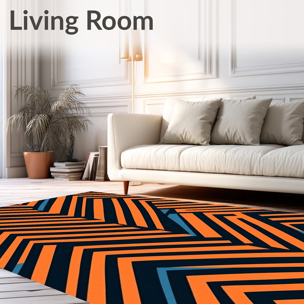 Bold Orange Blue Zigzag Lines Rug