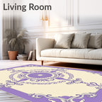 Lavender Floral Medallion Scroll Rug