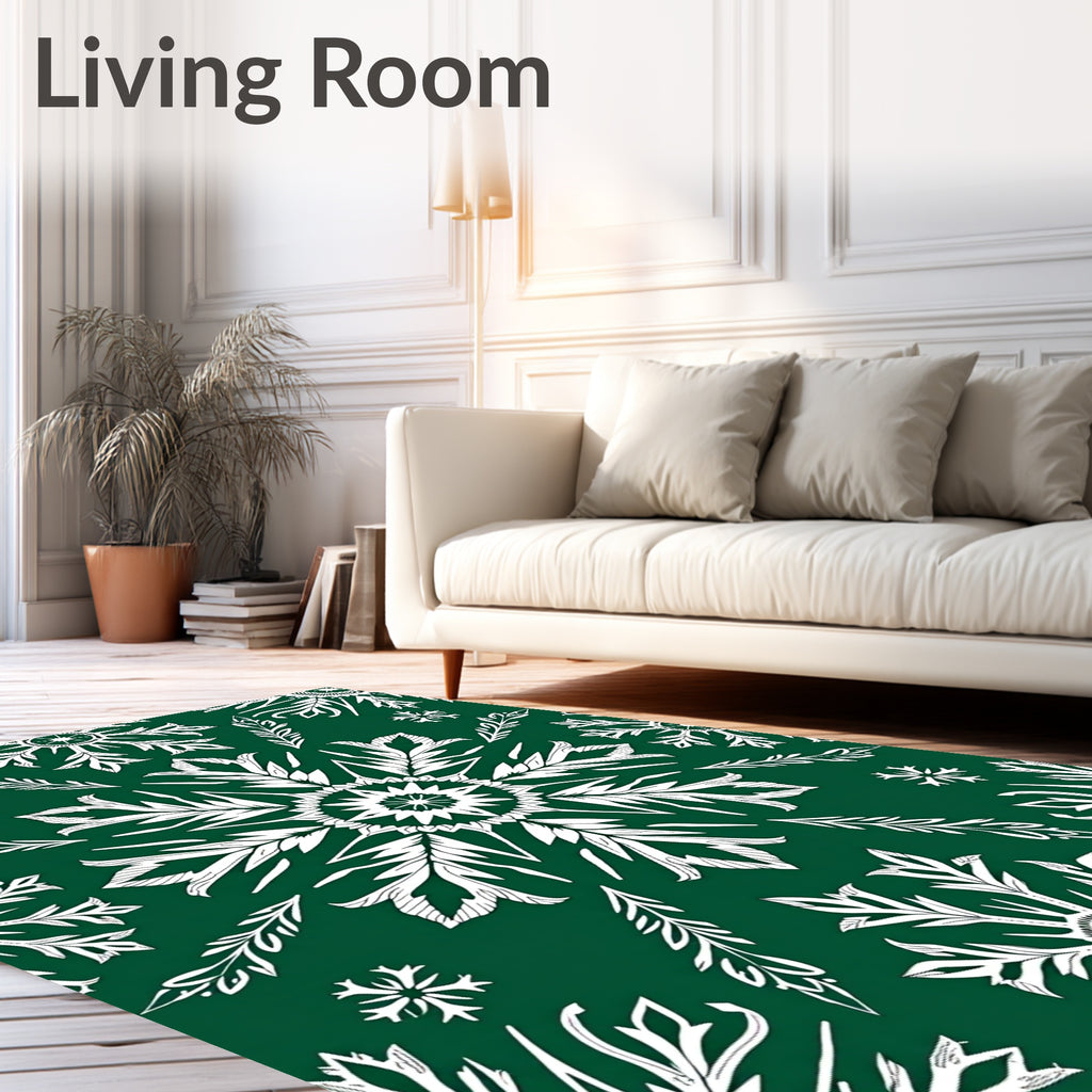 White Snowflake Forest Medallion Rug