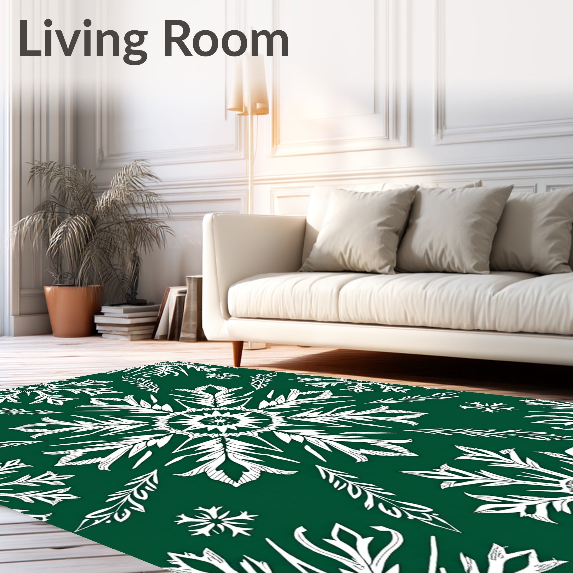 White Snowflake Forest Medallion Rug