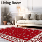 Crimson Snowflake Border Rug