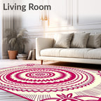 Crimson Mandala Sunburst Medallion Rug