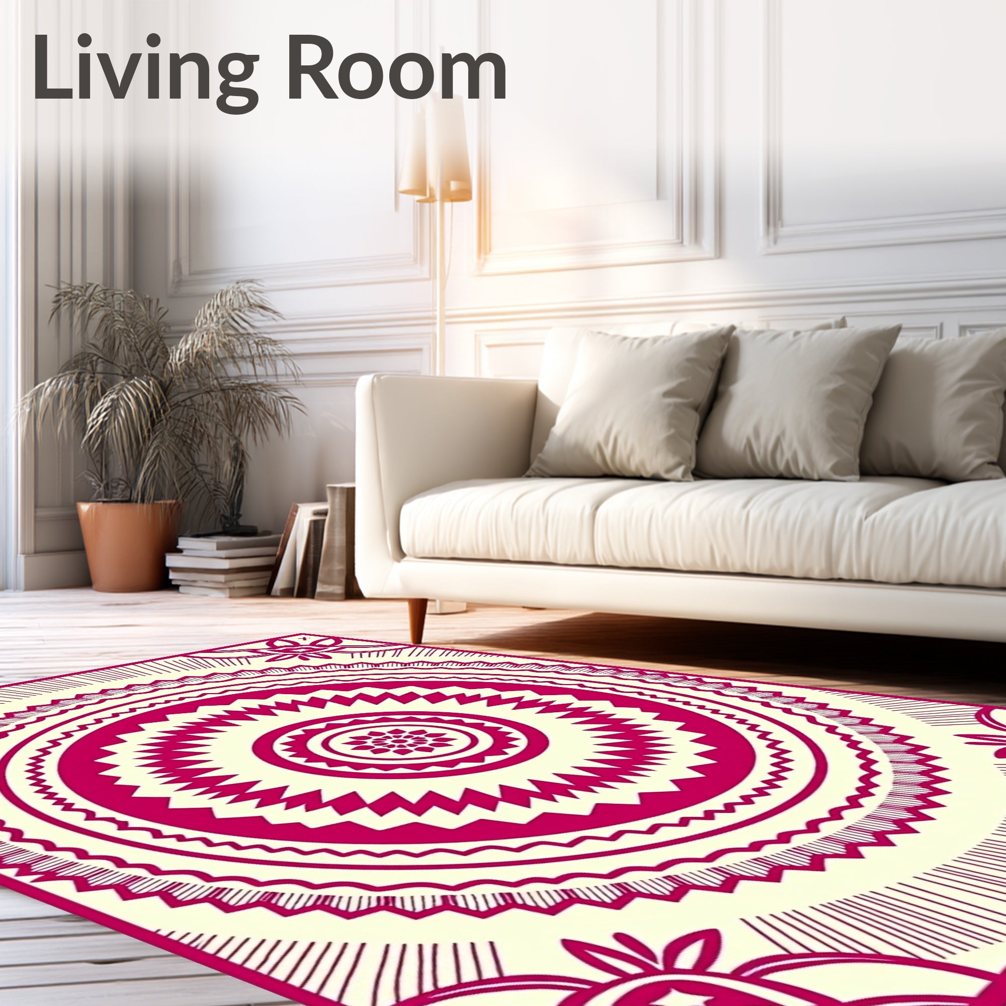 Crimson Mandala Sunburst Medallion Rug
