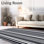 Abstract Black White Vertical Stripes Rug