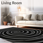 Deep Gray Swirling Chain Effect Rug