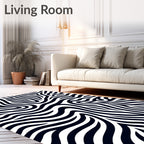 Bold Black White Animal Stripe Rug