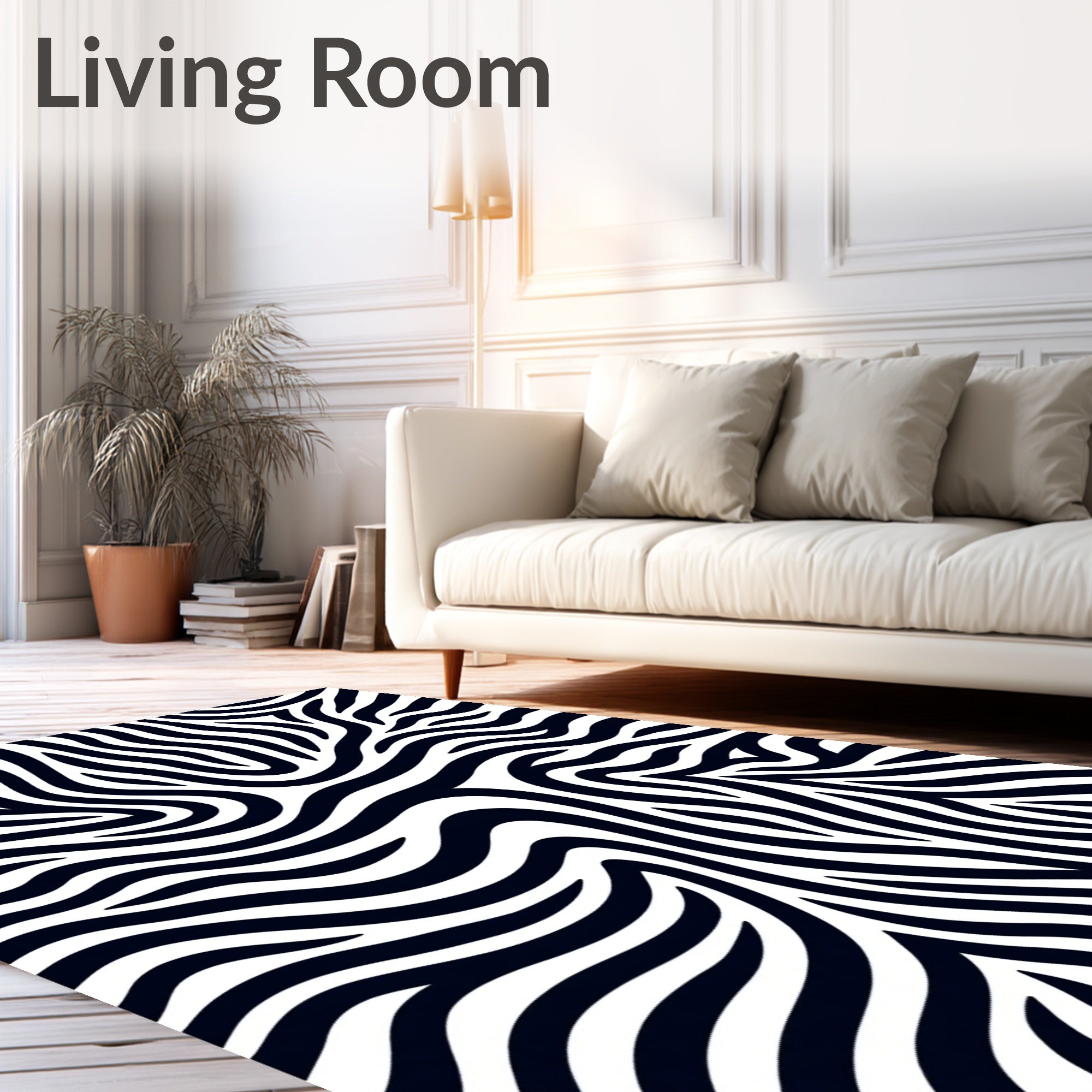 Bold Black White Animal Stripe Rug