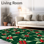 Festive Red Berry Leaf Cluster Rug