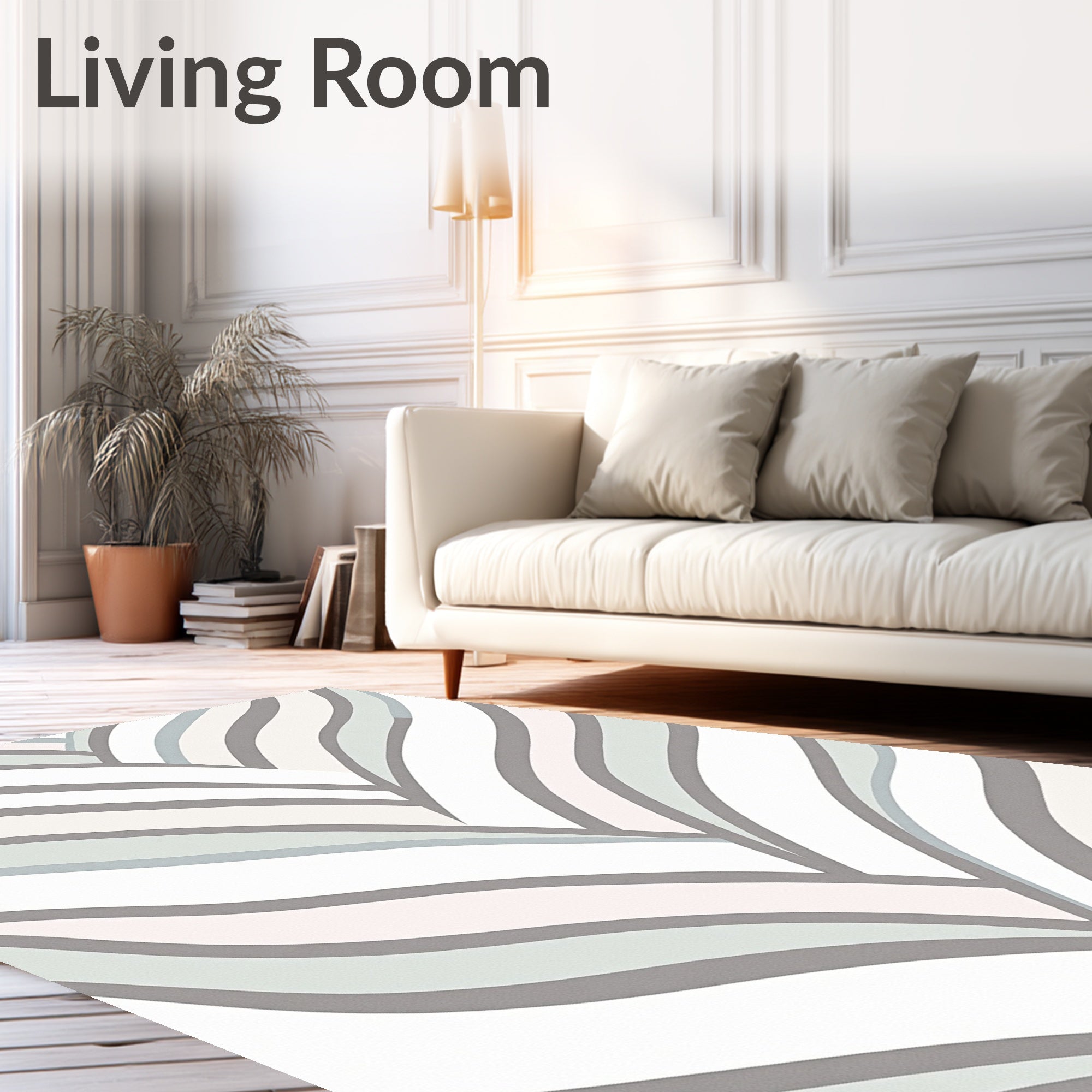 Pastel Gray Abstract Wave Rug
