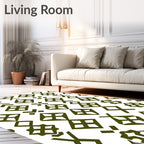 Olive Green Geometric Diamond Array Rug
