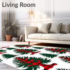 Red Plaid Evergreen Trees Rug